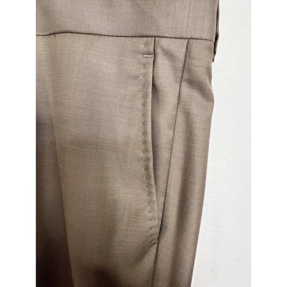 Baroni Couture Men 100% Wool Dress Pants Sand 44L Flat Front Classic Fit Luxury - Picture 5 of 14
